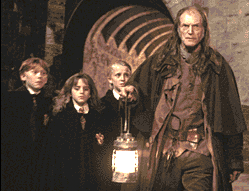 Ron, Hermione, Draco Malfoy, and Filch